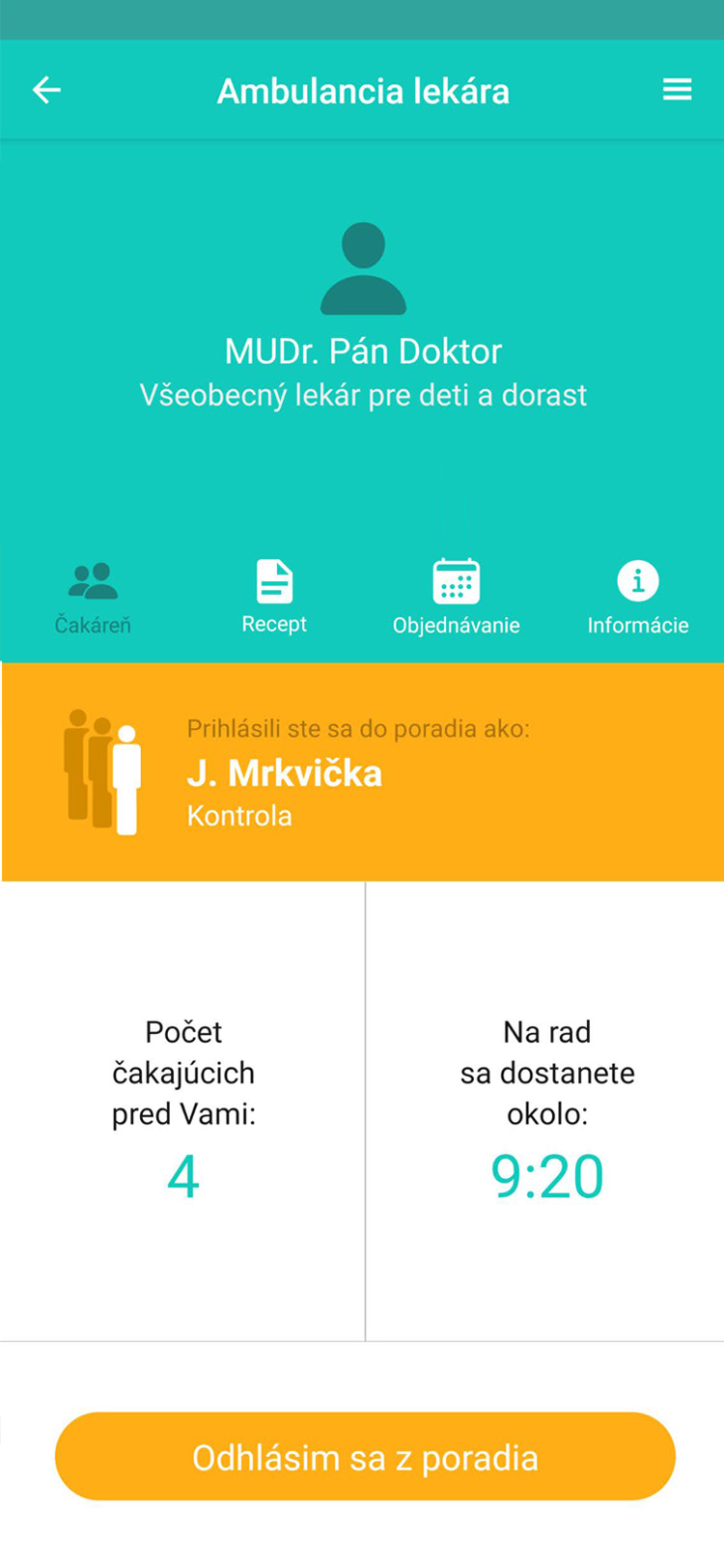 eČakáreň mobilná aplikácia